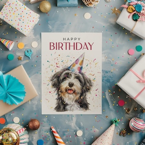 Bearded Collie Birthday Card