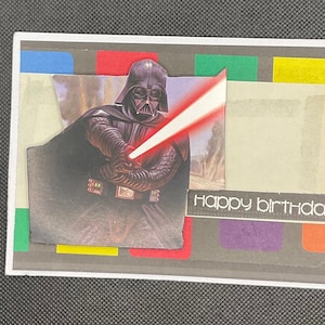Star Wars dimensional Darth Vader themed Happy Birthday Card