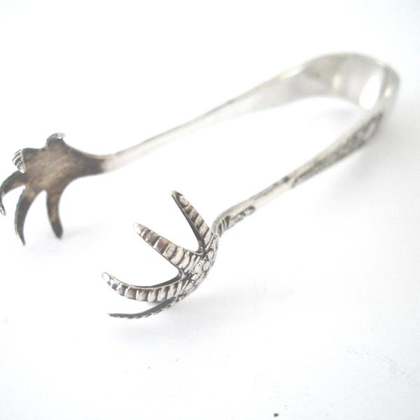 Sugar Tongs Chicken Feet Silver Plated Bird Claw Antique Ice Nips EPNS Silver-plate Silver Plate Ornate