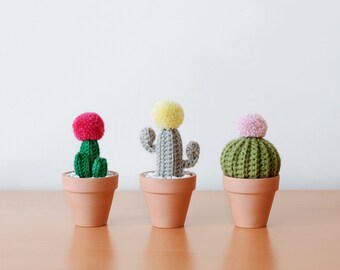Mini Crocheted Cacti Trio