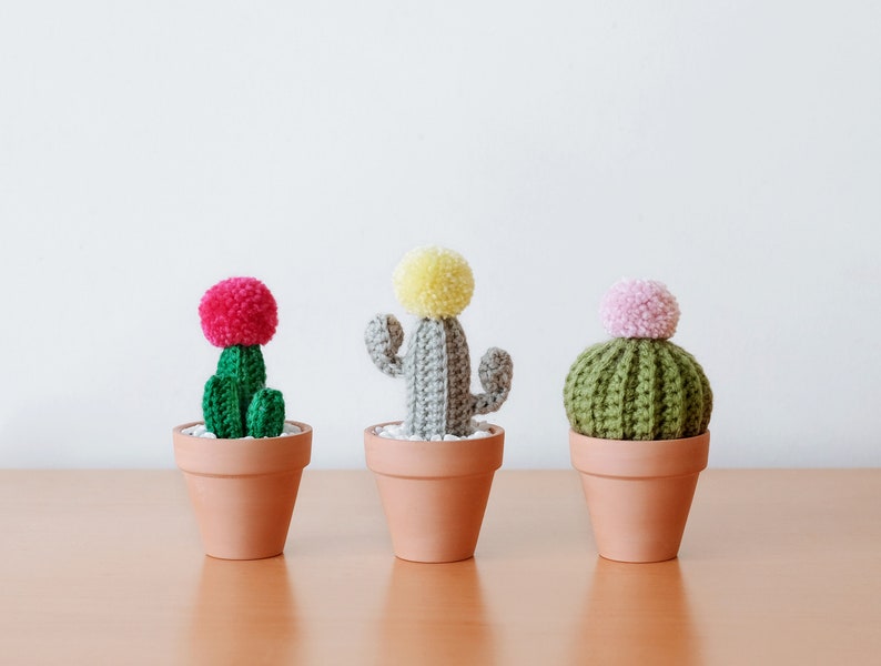 Mini Crocheted Cacti Trio image 1