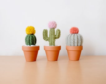 Mini Crocheted Cacti Trio