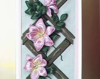 Pink Clematis Stumpwork Embroidery Kit-stumpwork-Julie Anne Designs-cross stitch