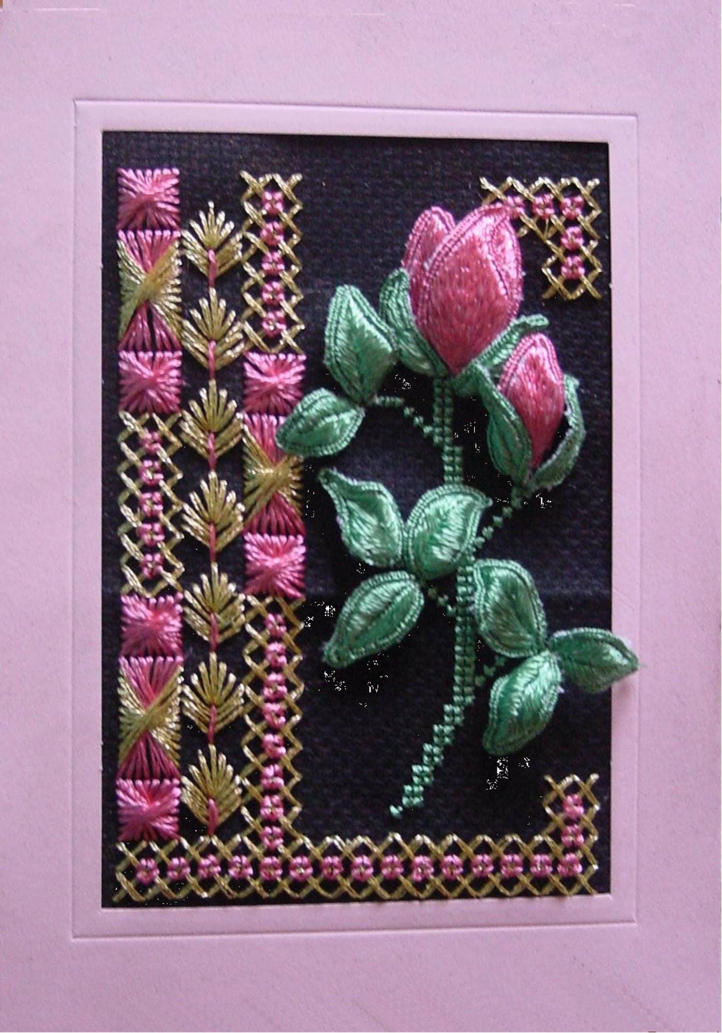Pink rose bud stumpwork embroidery kitstumpworkstumpwork Etsy