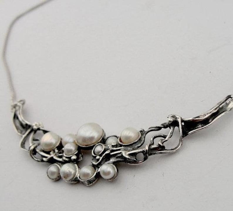 4103 Fine Sterling Silver 925 cluster of white pearls Pendant chain,gift