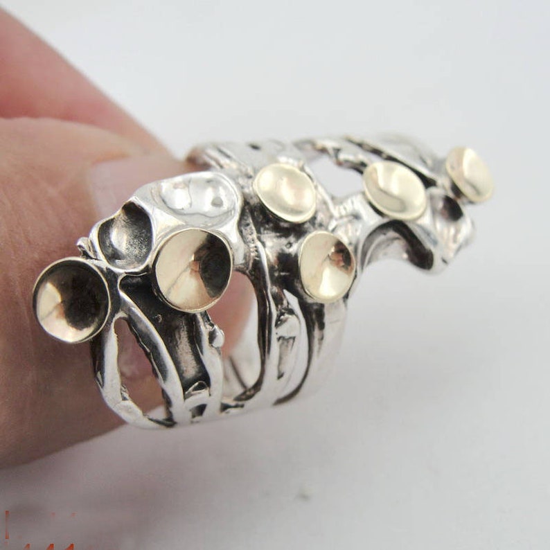 141g Duerry/'s sterling Silver and 9k yellow gold unisex Ring for Men /& Women