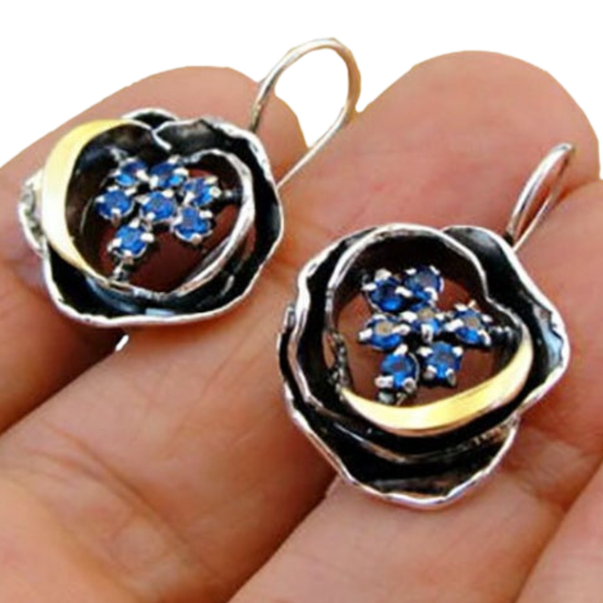 Orecchini a forma di rose, in argento Sterling 925, a forma di fiore
