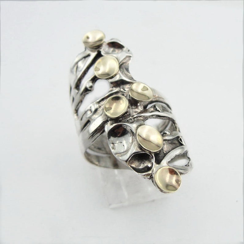 141g Duerry/'s sterling Silver and 9k yellow gold unisex Ring for Men /& Women