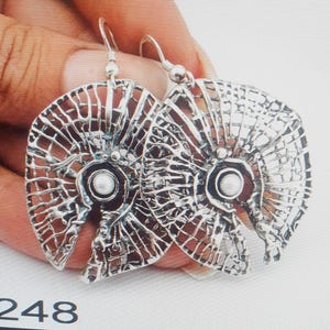 Colgante de red, granate grande de plata de ley hecho a mano, cadena, colgante (H 448)