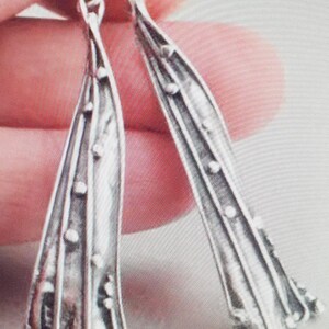 Pendientes largos de plata de ley 925 hechos a mano (H 271)
