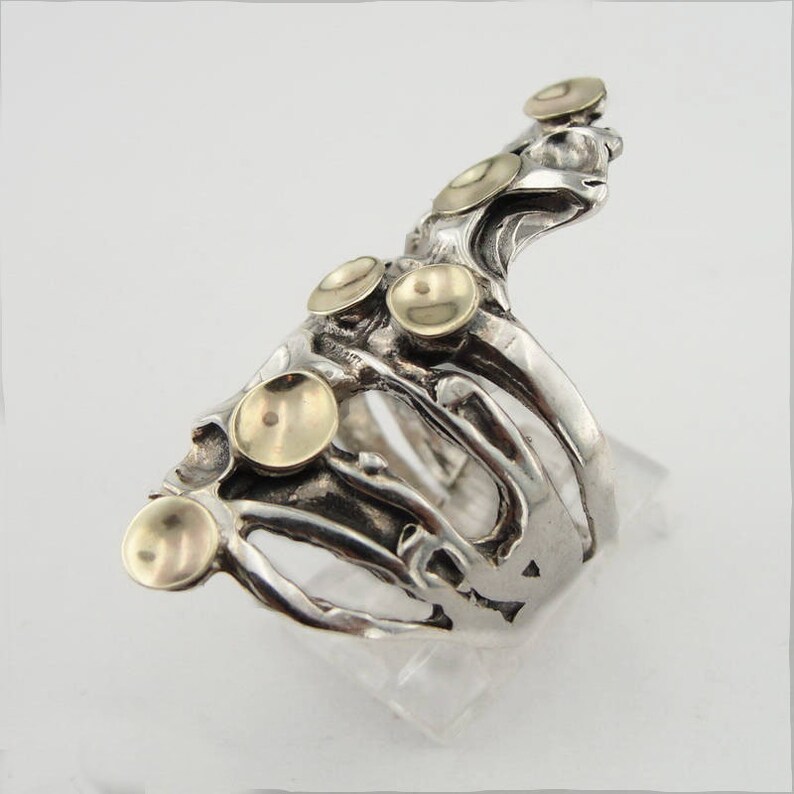 141g Duerry/'s sterling Silver and 9k yellow gold unisex Ring for Men /& Women