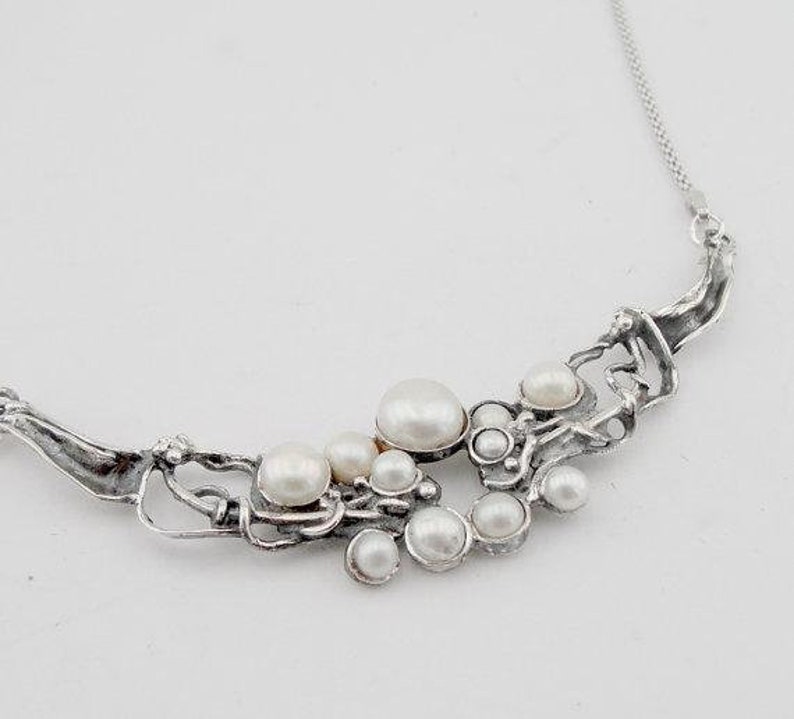 4103 Fine Sterling Silver 925 cluster of white pearls Pendant chain,gift