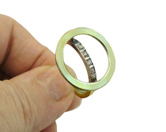 Handgemachter Ring aus Sterlingsilber und Gold mit weißem Zirkon - Israelisches Design