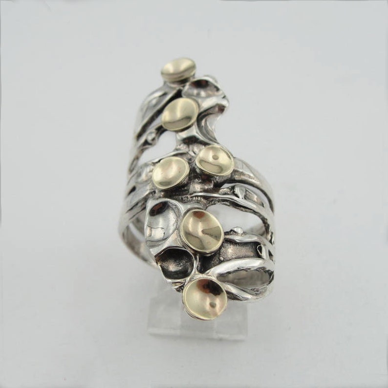 141g Duerry/'s sterling Silver and 9k yellow gold unisex Ring for Men /& Women