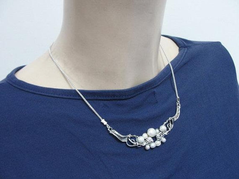 4103 Fine Sterling Silver 925 cluster of white pearls Pendant chain,gift