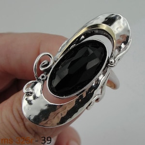 Anillo de ónix, anillo de oro de 9 quilates, anillo de plata 925, anillo de plata hecho a mano, piedra de ónix de 10 x 20 mm, anillos, joyería de Israel, Navidad, regalo, (325e)
