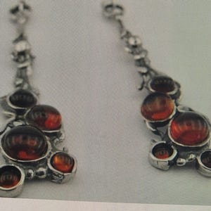 Pendientes largos de plata de ley con ámbar en racimo, regalo de Navidad (h 2107)
