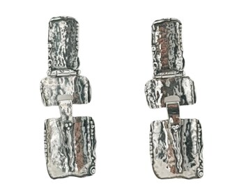 Solid Sterling Silver Earrings, Big Earrings, Statement Earrings, Geometric  Earrings