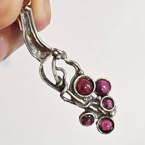Pendientes de granate en plata 925, pendientes largos de amatista en plata de ley, pendientes largos de plata, pendientes de amatista (H 2103)