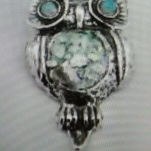 Colgante de búho de ópalo de cristal romano en plata de ley hecho a mano (como 508012)