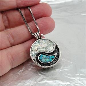 Colgante de cristal romano Yin Yang dos en uno en plata de ley 925 (como