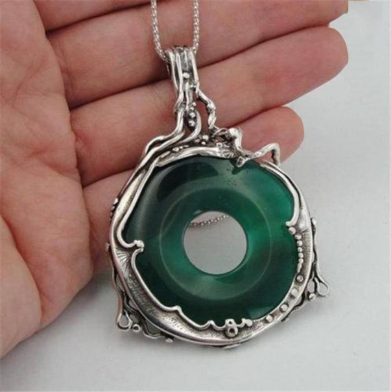 Duerry's Handmade Large 925 Sterling Silver Green Agate - Etsy