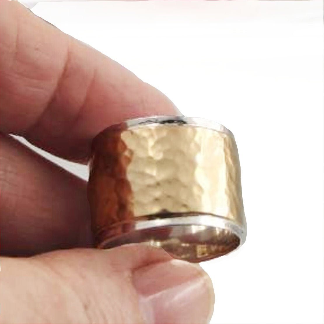 Men s Half Gold Half Silver Statement Ring