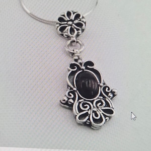 Colgante de Hamsa de Granate 925, colgante de filigrana de plata con piedra de granate rojo, colgante artesanal de 43 cm, collar de plata con granate, regalo para niña (ms p1084)
