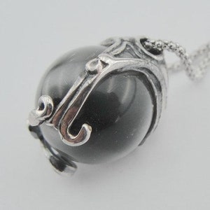 Gran colgante elegante hecho a mano, plata de ley, ojo de gato, hermoso, 925, p 4150