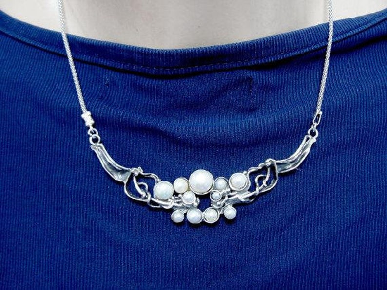 4103 Fine Sterling Silver 925 cluster of white pearls Pendant chain,gift