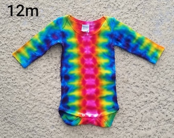Size 12 and 24 month Rainbow Line Long Sleeve Infant Onesies