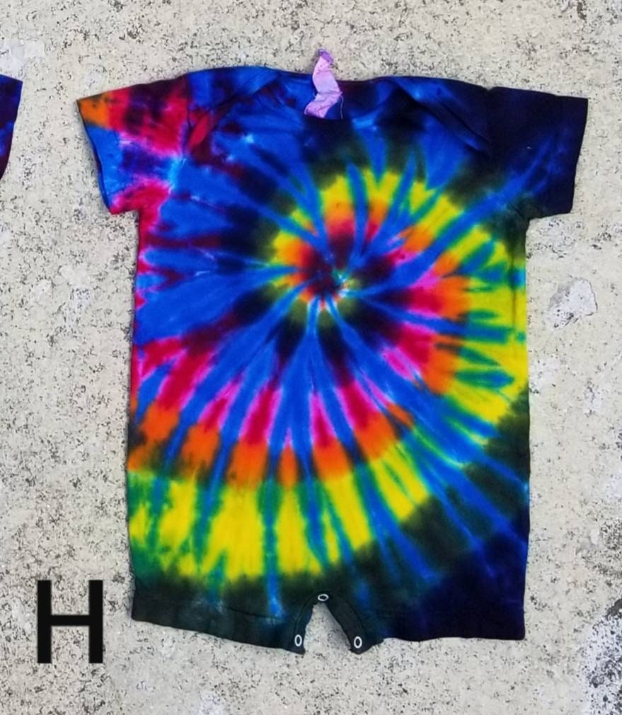 Size 12m Infant Tee Romper tie dyed in various patterns and | Etsy