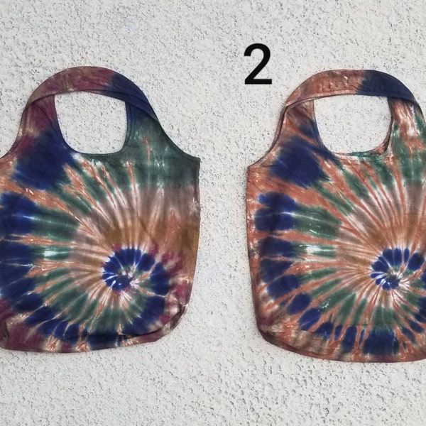 14×14×3.5 inch Spiral Tie Dyed Lightweight Cotton Grocery Tote Bags