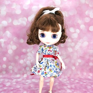 Blythe Doll Clothes Blue and Red A-Line Dress fits 11 to 12-inch Slim Body BJD Dolls for Neo Blythe Blythe Outfits  NB-146