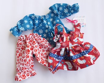 Raggedy Ann Doll Clothes for Rag Doll Outfit for 10 to 12 inch Rag Dolls or Similar in Size Doll Outfits K-169