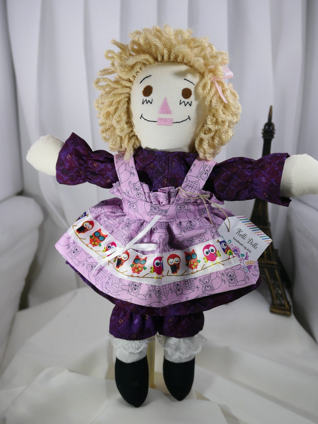 Raggedy Ann Doll With Clothes Handmade Rag Doll Dressed in Purple Dress ...