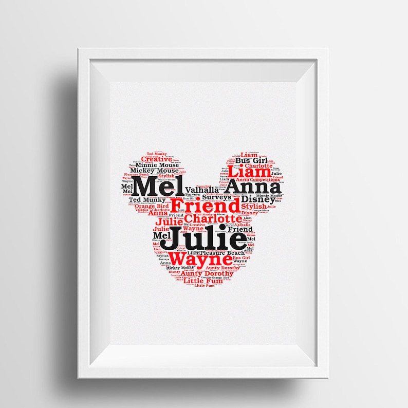 Personalised Minnie Mouse Disney Birthday wordart Gift