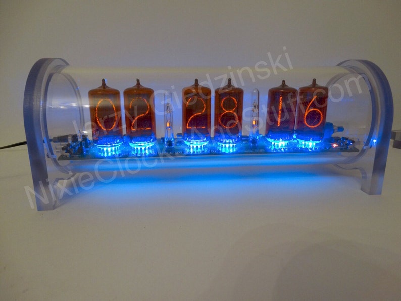 Grand Dimmable Steampunk 6 x Z566M Nixie Clock with Alarm image 2