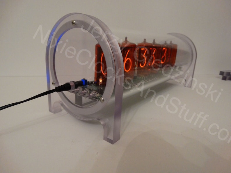 Grand Dimmable Steampunk 6 x Z566M Nixie Clock with Alarm image 5