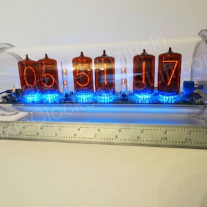 Grand Dimmable Steampunk 6 x Z566M Nixie Clock with Alarm image 1