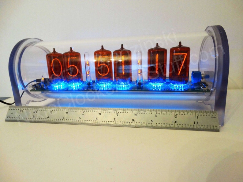 Grand Dimmable Steampunk 6 x Z566M Nixie Clock with Alarm image 1
