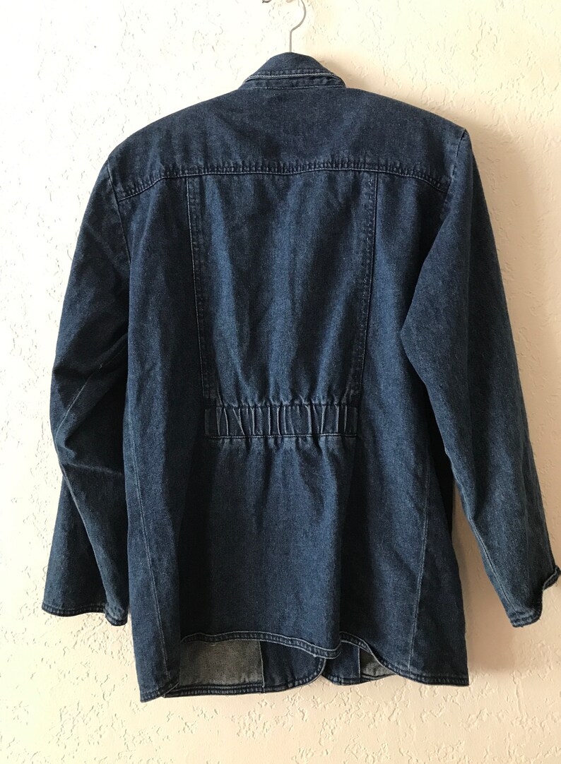 Vintage 1980s Denim Jacket With Shoulder Pads By Evan Picone Size Small
