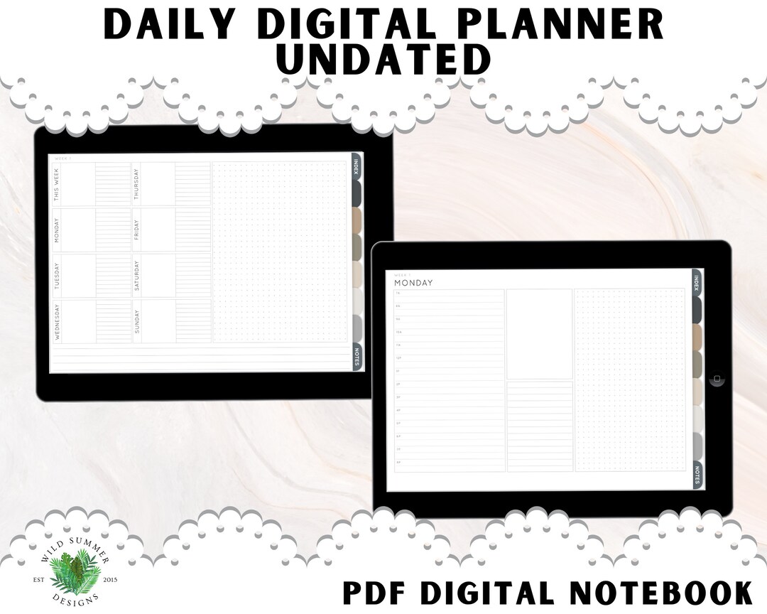 Digital Planner for iPad Goodnotes PDF Daily Planner With Hyperlinks