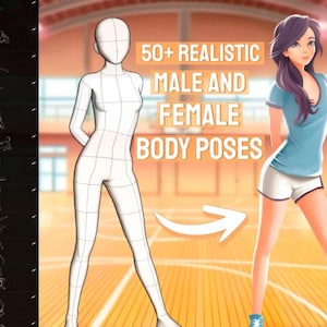 50+ Male and Female Body Poses Stamps for Procreate