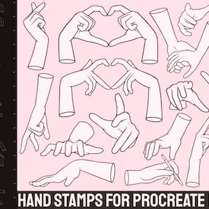 150+ Procreate Handstempelborstels | Handen voortplanten, anatomiestempels, referentie handhoudingen