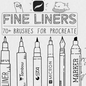 70+ Fine Liner Brush Set for Procreate: Micron, Stipple, Pattern Brushes