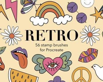 56 Groovy retro stamp brushes for Procreate