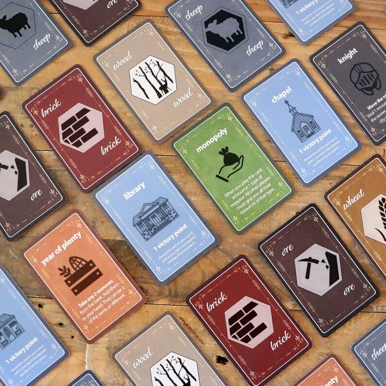 Resource and Development Cards for Catan 3-4 Players | Etsy