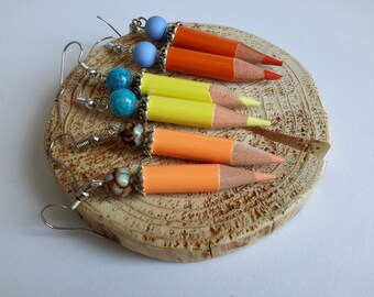 yellow/orange pencil earrings part 2