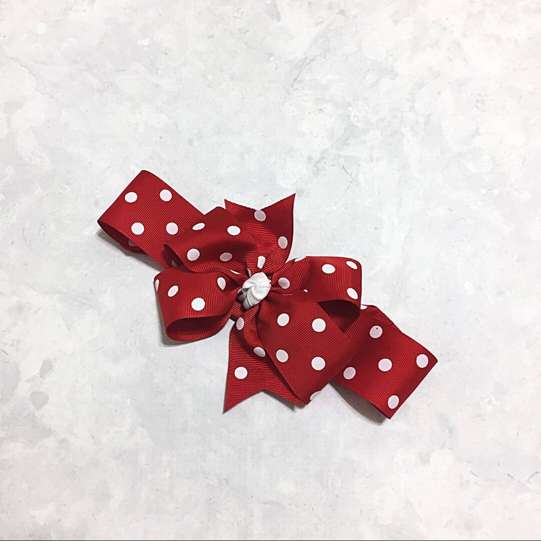 Baby Classic Bow Tie Headband – Red & White Adjustable Style
